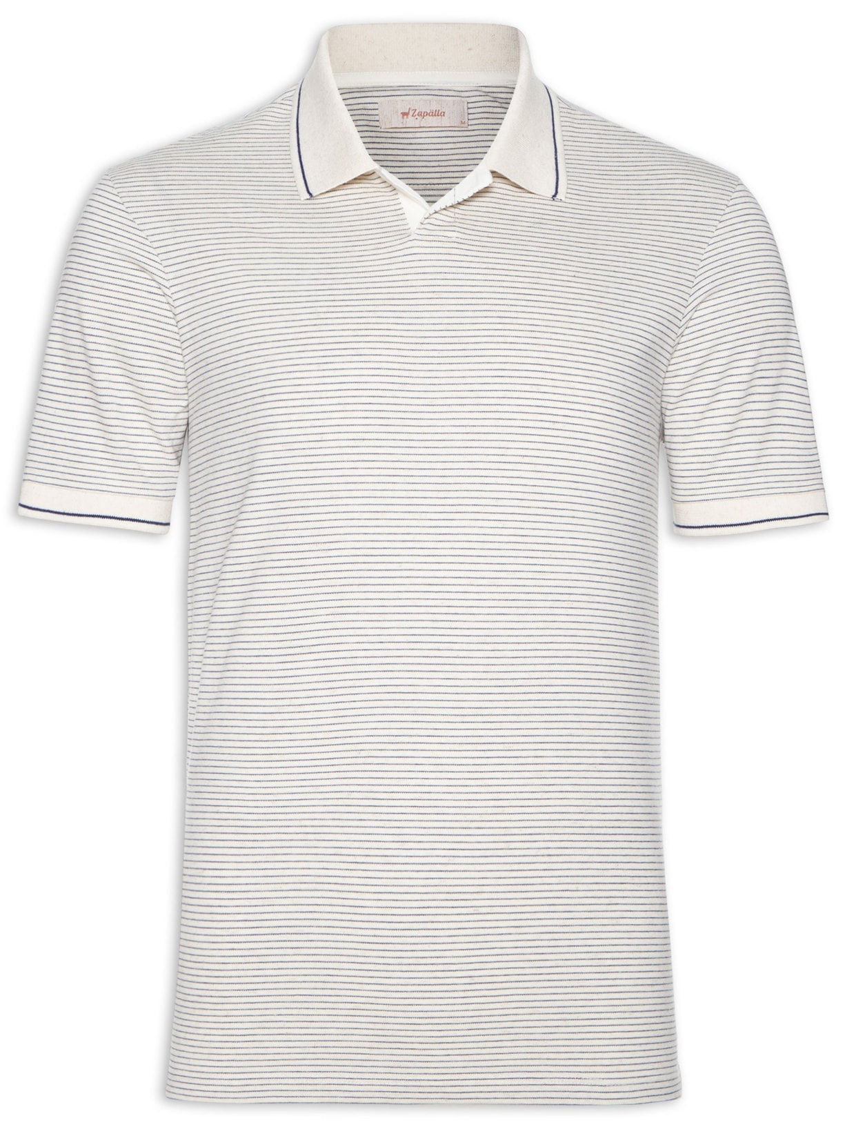 Polo Masculina Malha Listrada - Off White