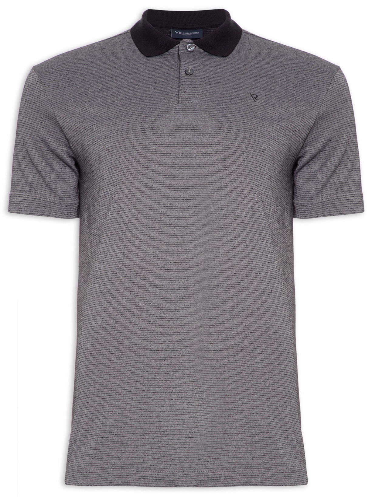 Polo Masculina Malha Texture Stripe - Cinza