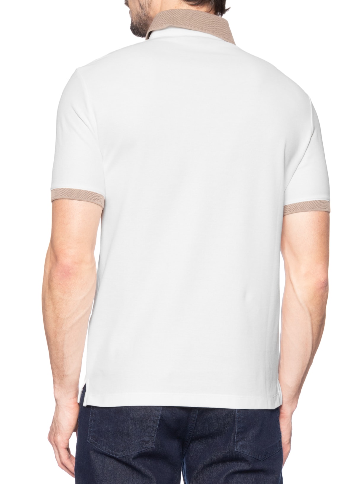 Polo Masculina Manga Colar Contrasta Branco Emporio Armani