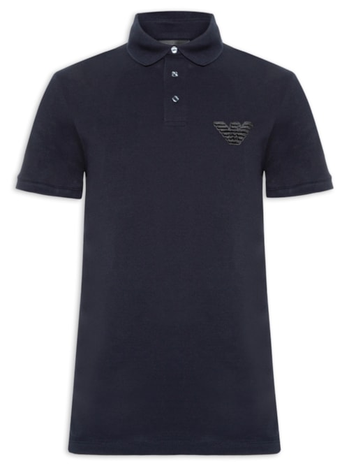 Polo Masculina Manga Curta Aguia EA Bordado - Azul
