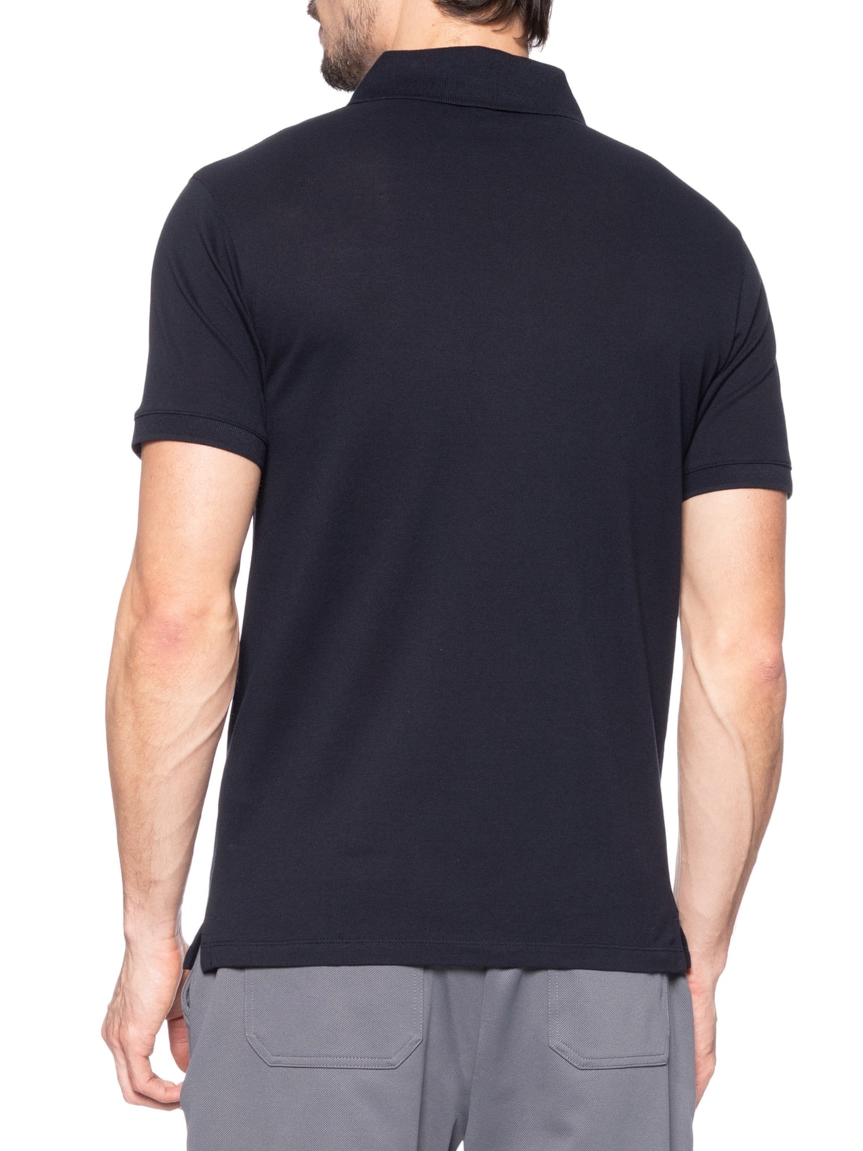 Polo Masculina Manga Curta Aguia EA Bordado Azul Emporio Armani