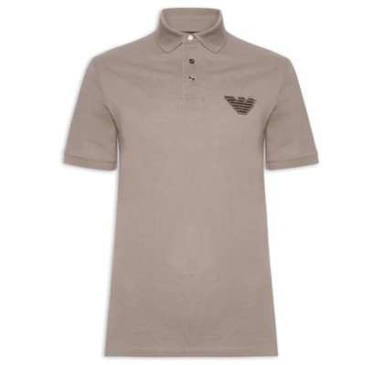 Polo Masculina Manga Curta Aguia EA Bordado - Bege