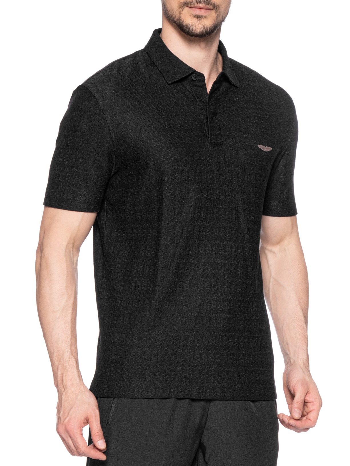 Polo Masculina Manga Curta Aston Martin L-Tracy Preto Boss
