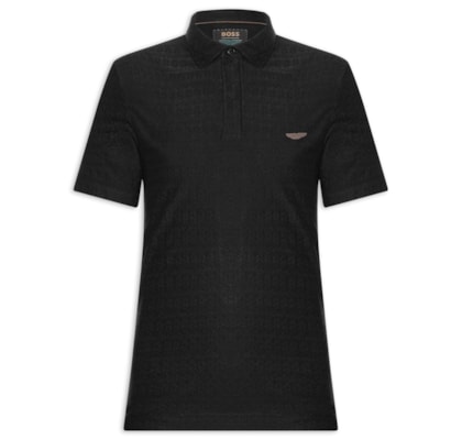 Polo Masculina Manga Curta Aston Martin L-Tracy - Preto