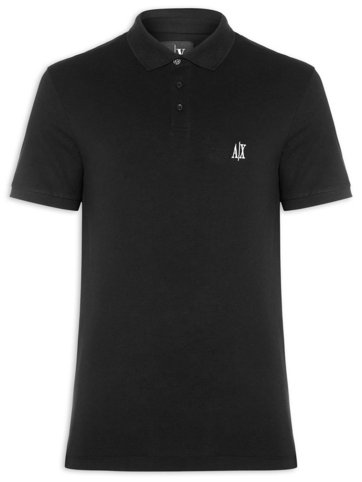 Pólo Masculina Manga Curta AX Bordado Lateral - Preto