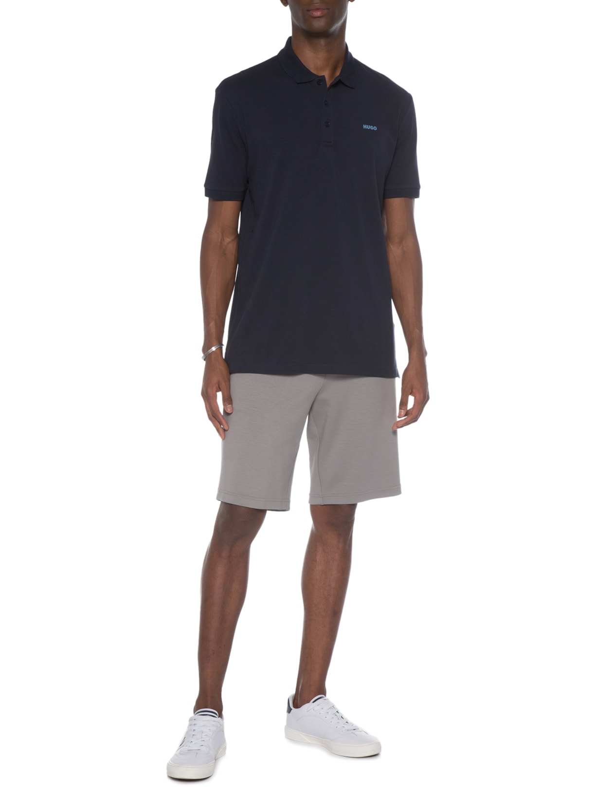 Polo Masculina Manga Curta Azul Hugo