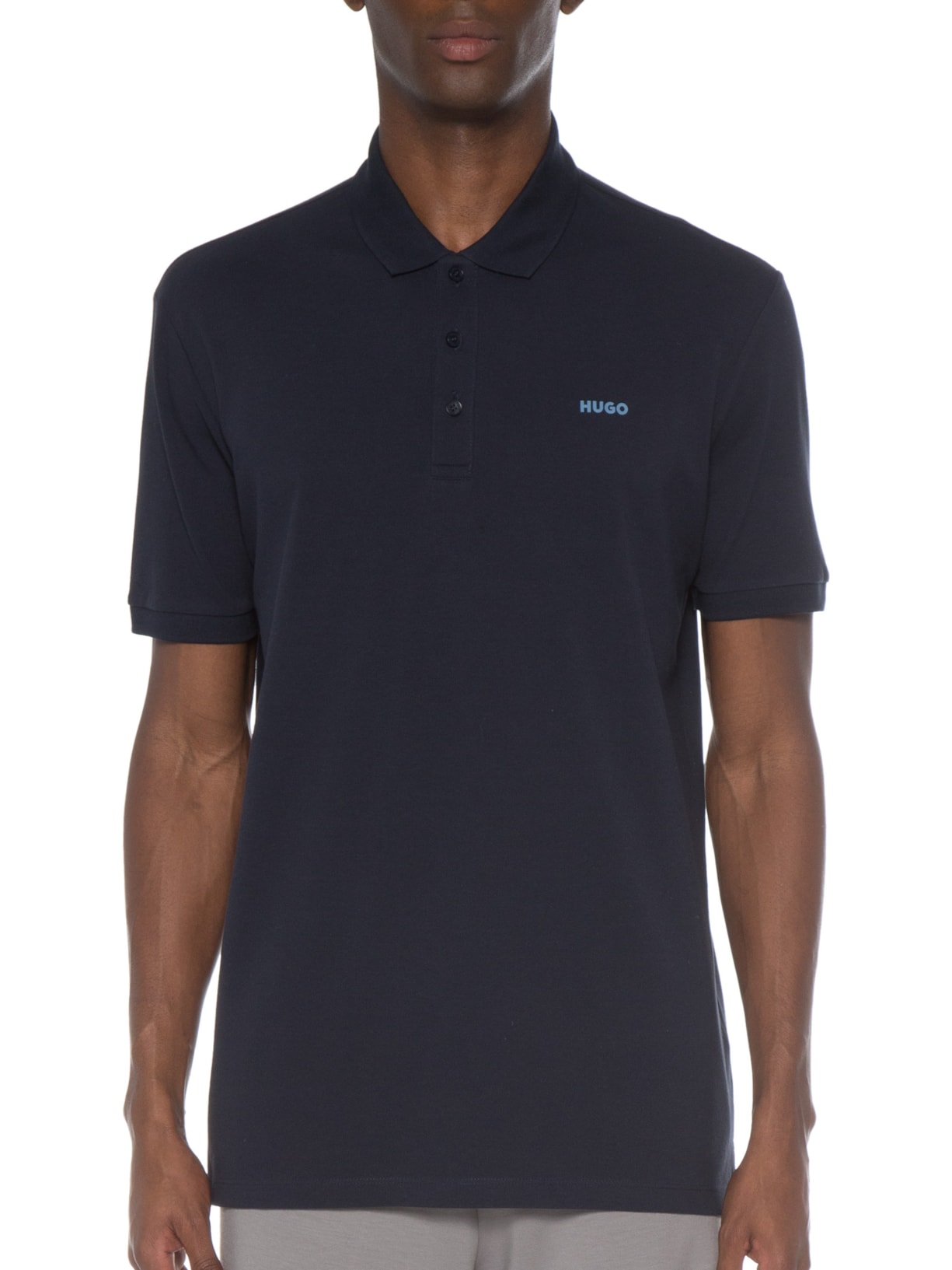 Polo Masculina Manga Curta Azul Hugo