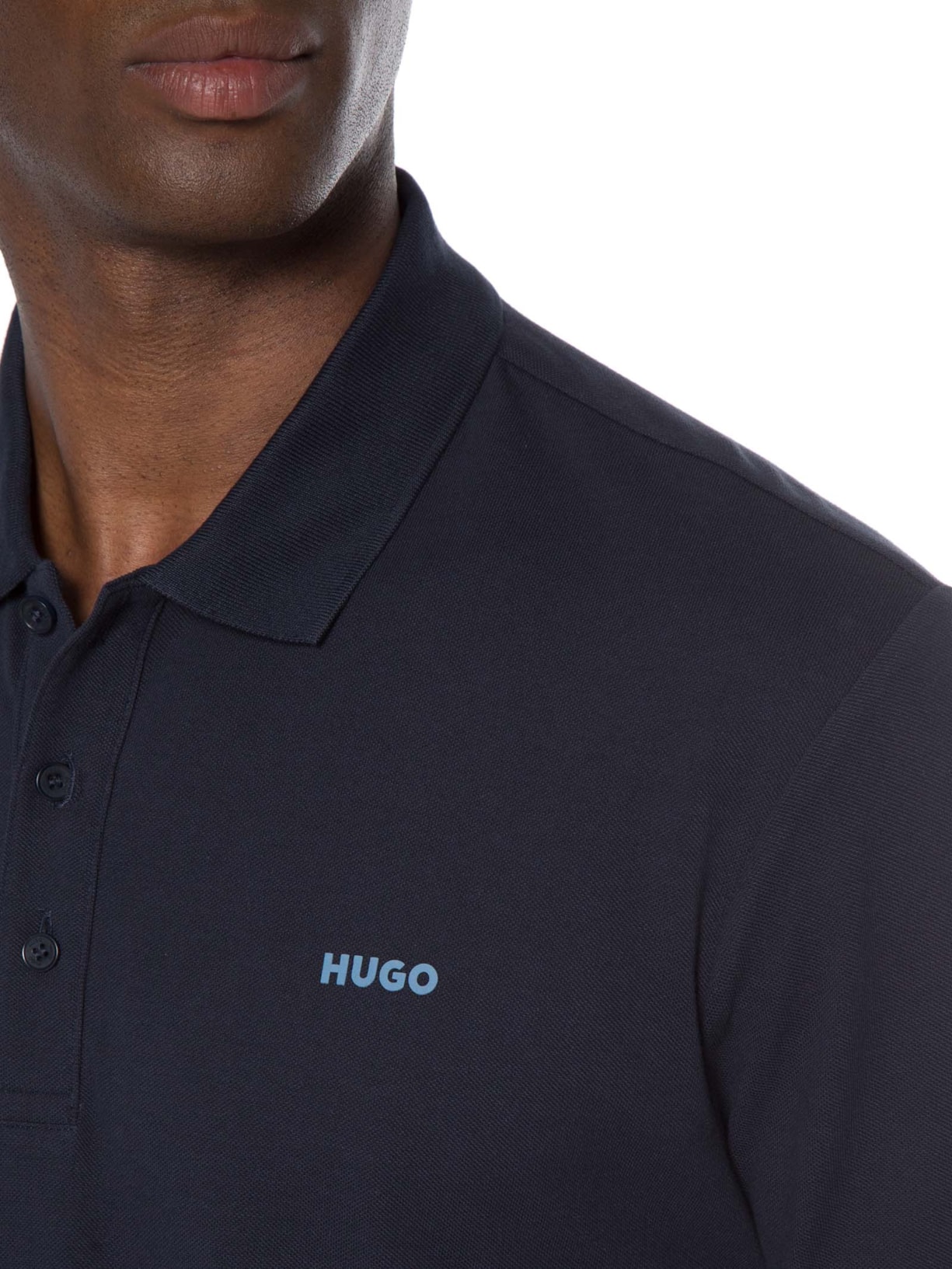 Polo Masculina Manga Curta Azul Hugo