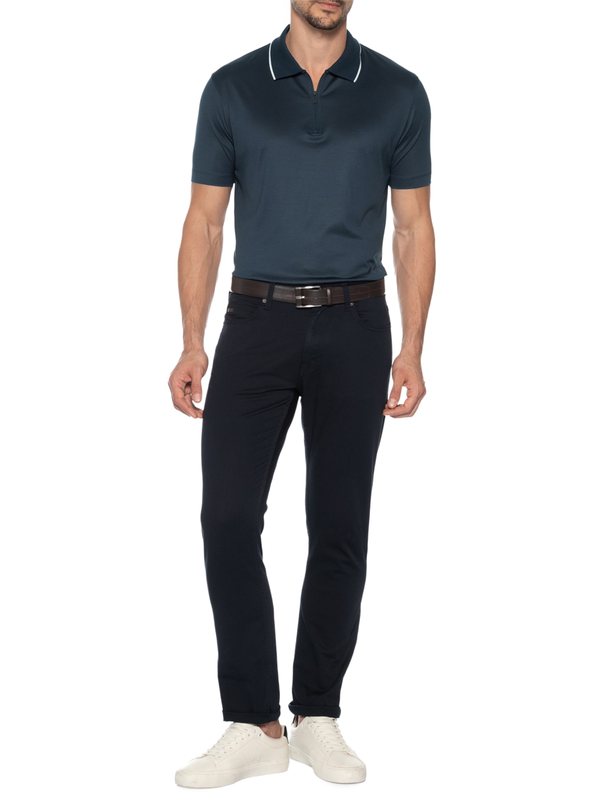 Polo Masculina Manga Curta Azul Emporio Armani