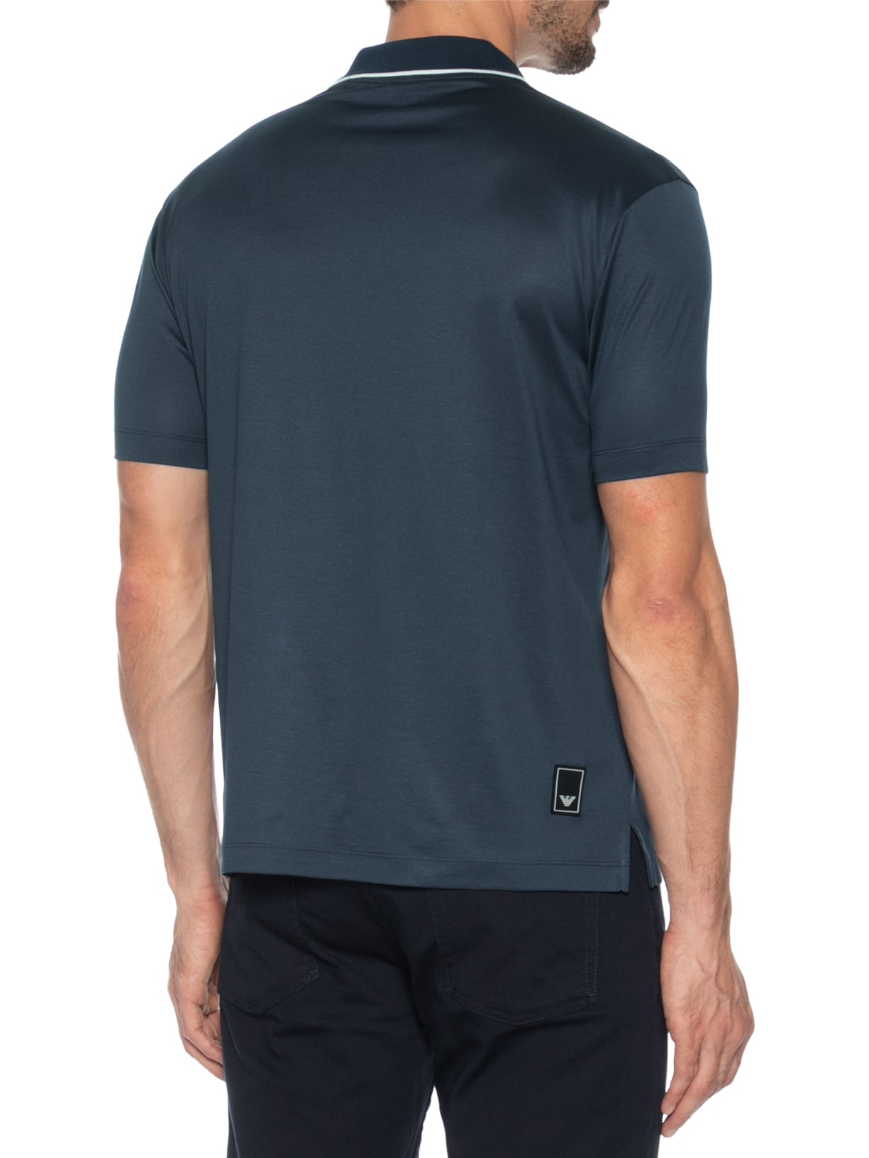 Polo Masculina Manga Curta Azul Emporio Armani