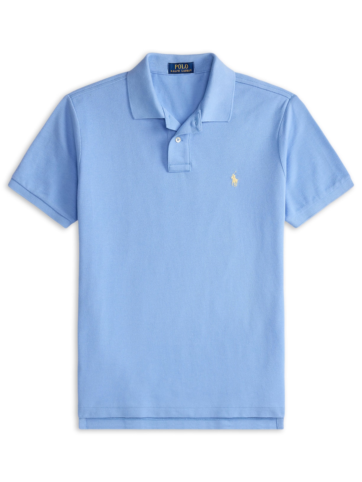 Polo Masculina Manga Curta Basic Mesh Logo Bordado - Azul