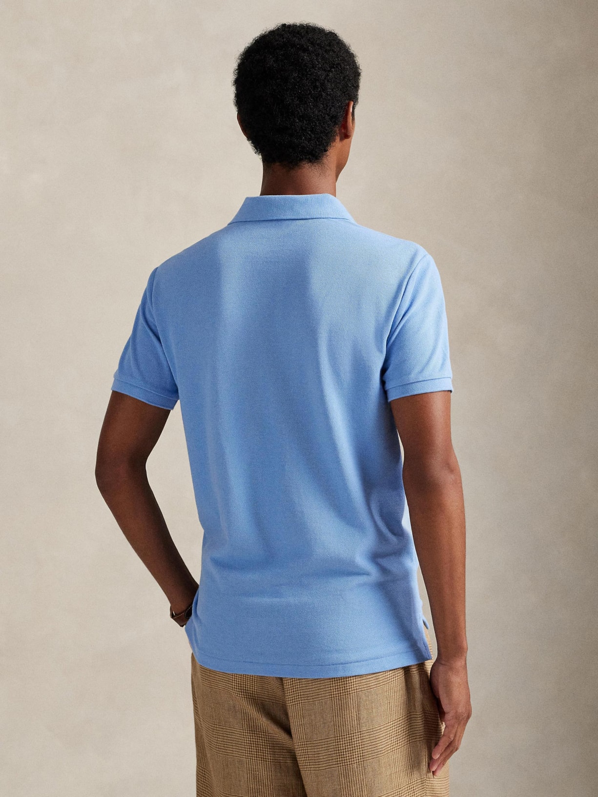 Polo Masculina Manga Curta Basic Mesh Logo Bordado Azul Polo Ralph Lauren