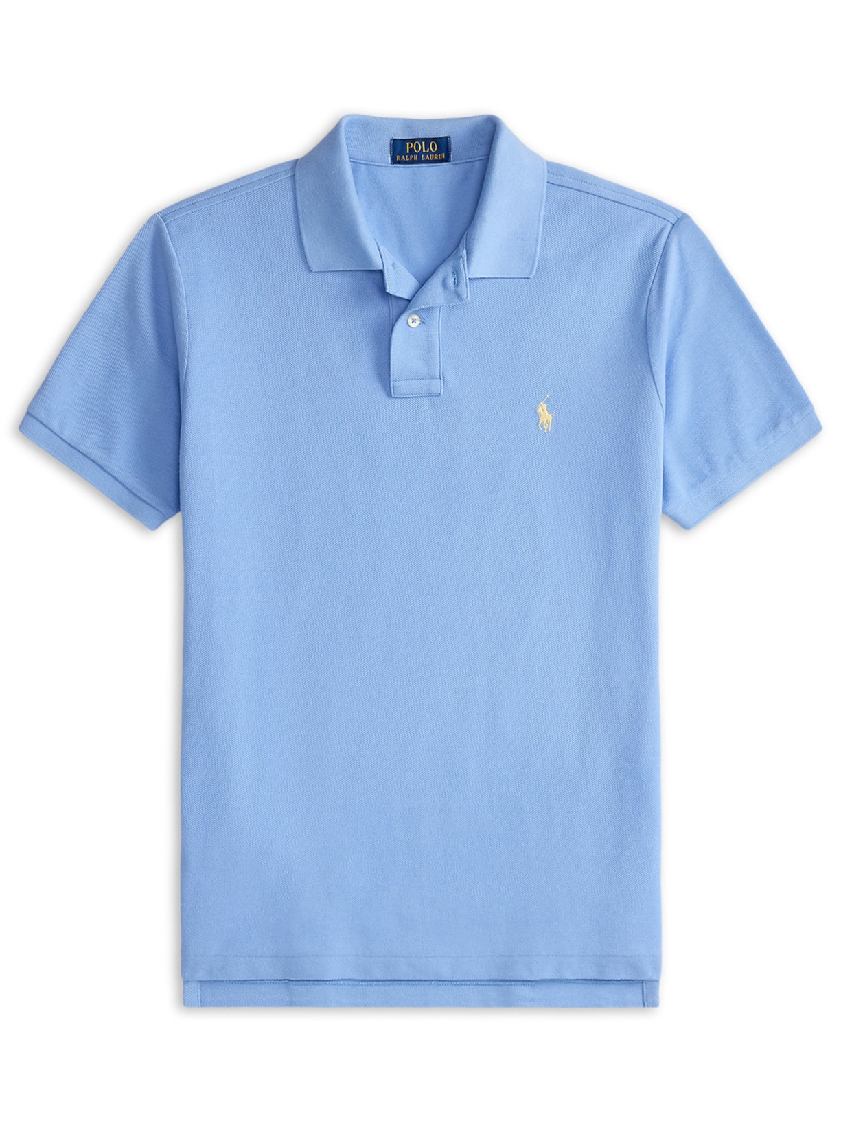 Polo Masculina Manga Curta Basic Mesh Logo Bordado - Azul