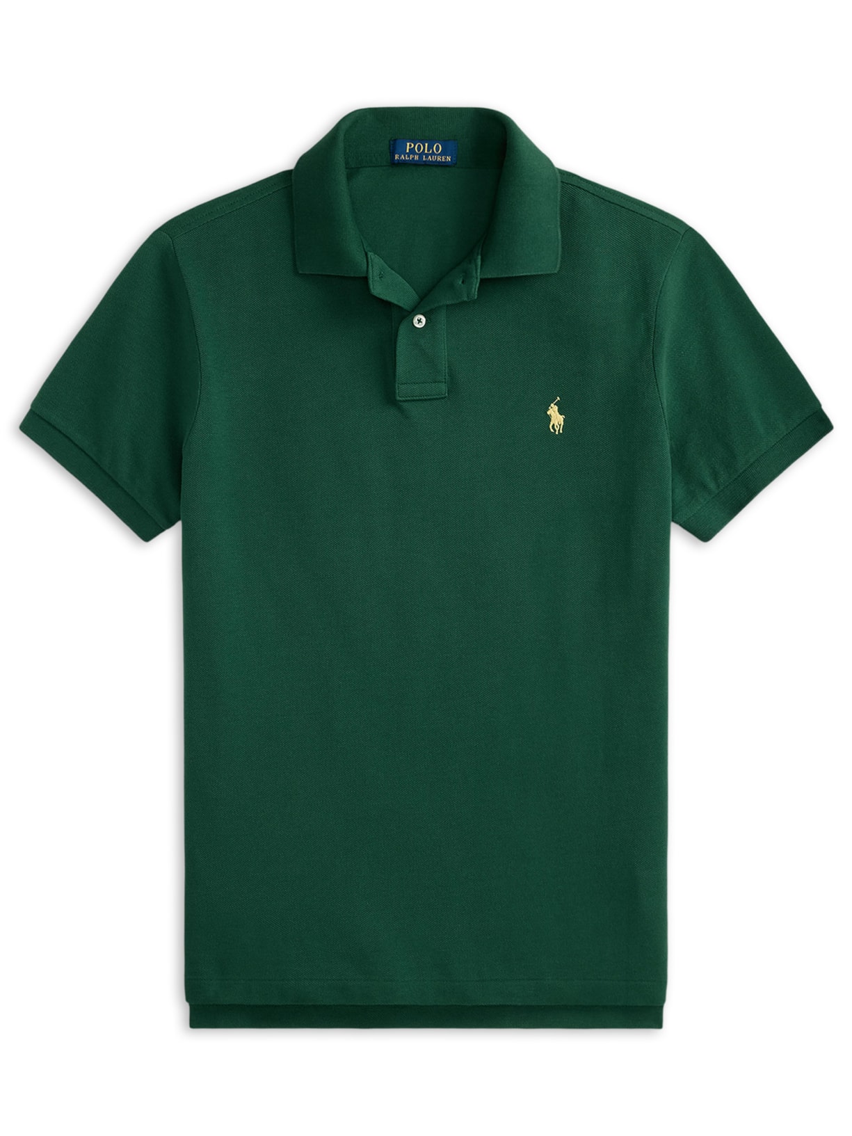 Polo Masculina Manga Curta Basic Mesh Logo Bordado - Verde