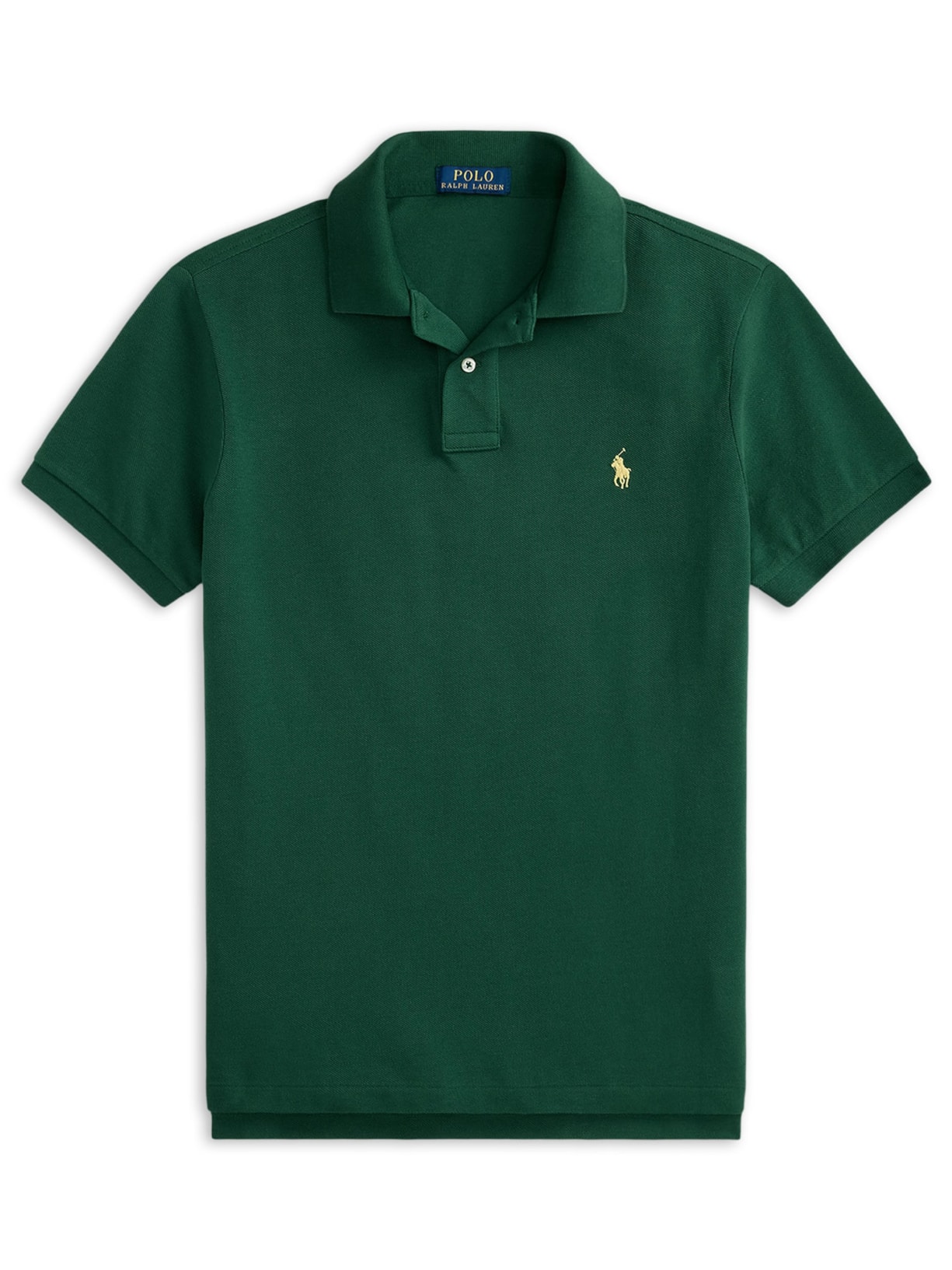 Polo Masculina Manga Curta Basic Mesh Logo Bordado Verde Polo Ralph Lauren