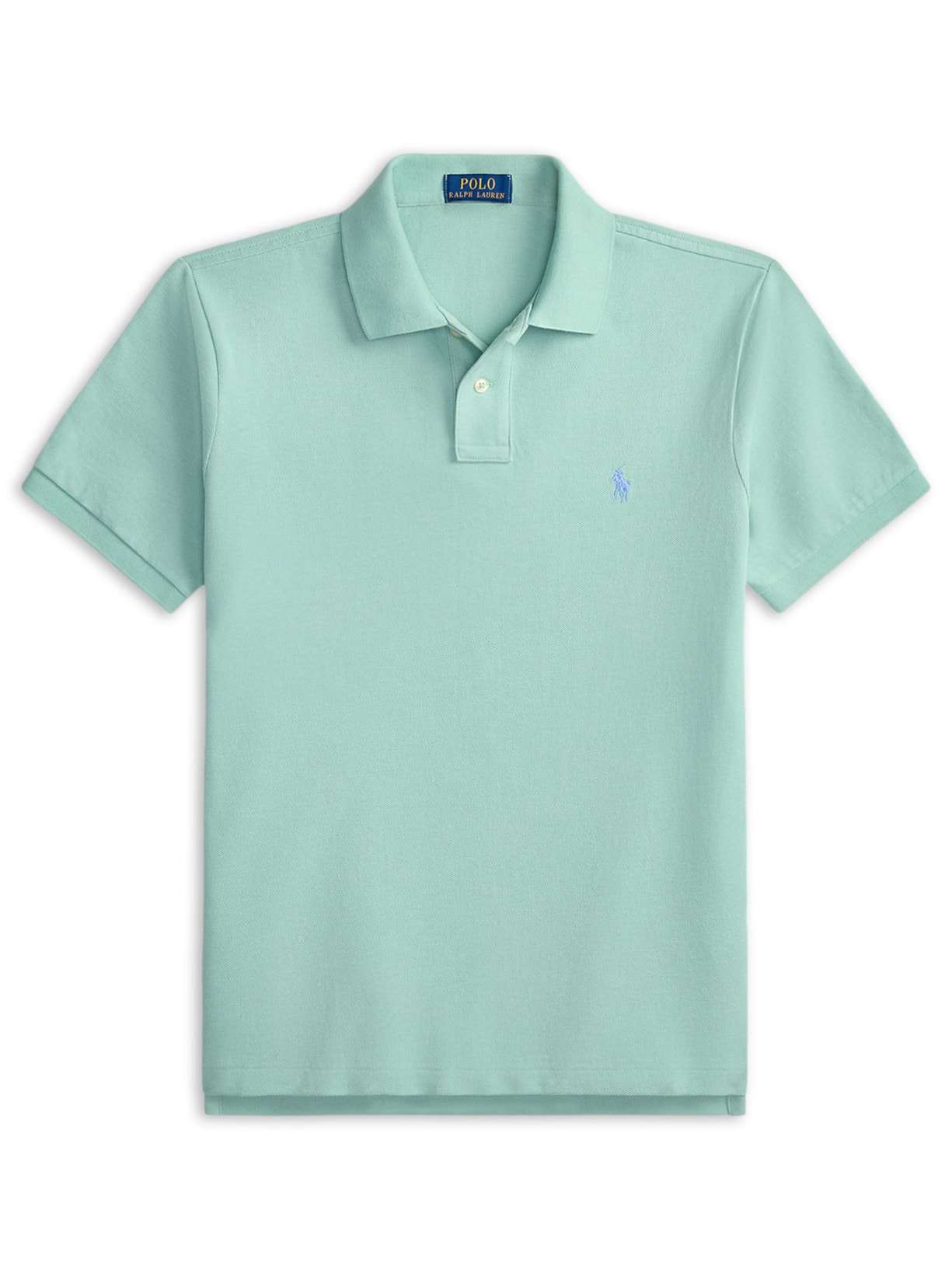 Polo Masculina Manga Curta Basic Mesh Logo Bordado - Verde