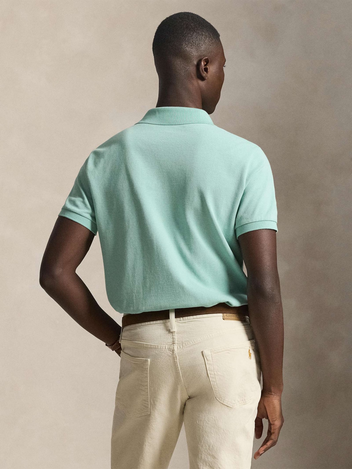 Polo Masculina Manga Curta Basic Mesh Logo Bordado Verde Polo Ralph Lauren
