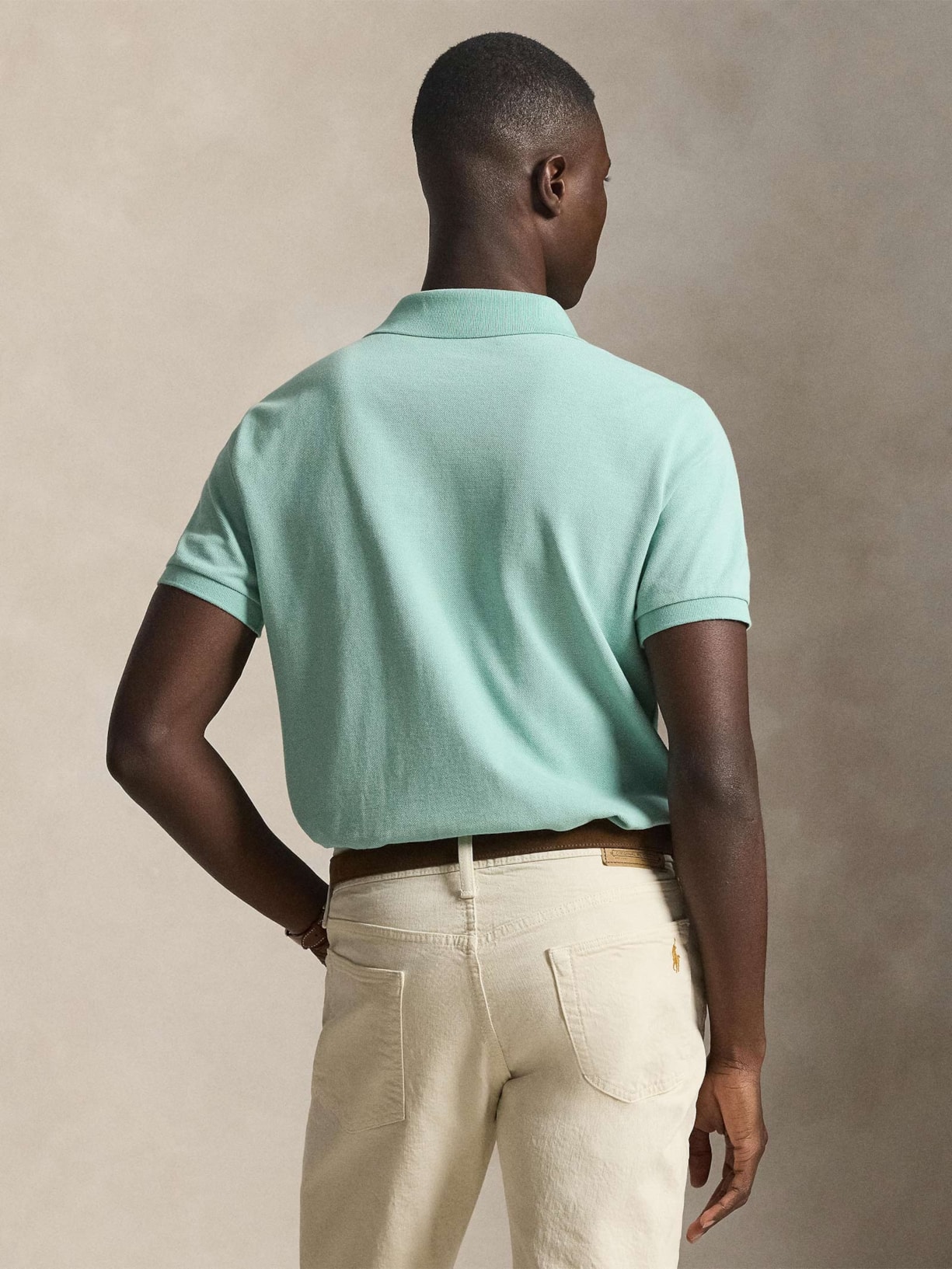 Polo Masculina Manga Curta Basic Mesh Logo Bordado Verde Polo Ralph Lauren