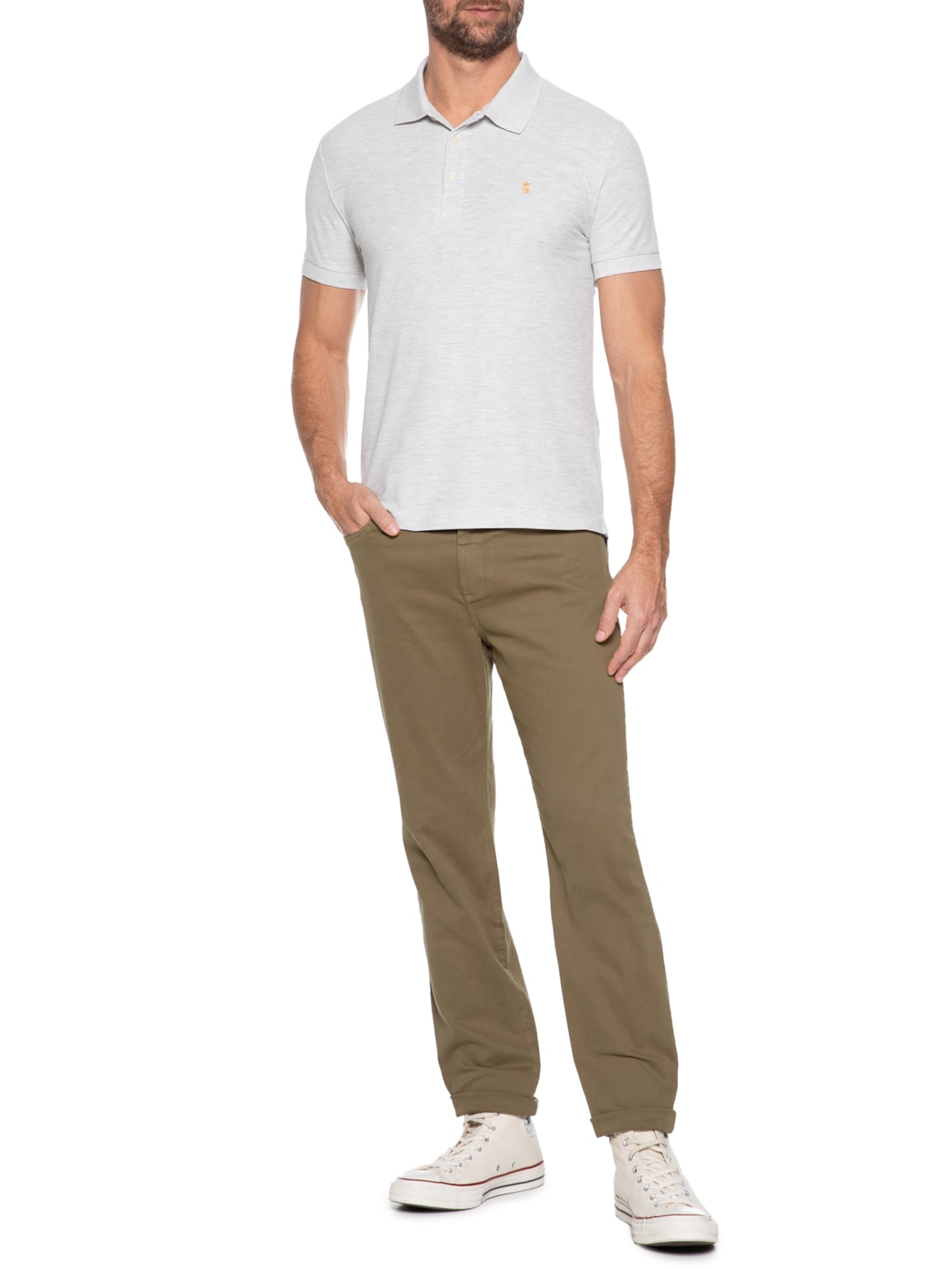 Polo Masculina Manga Curta Básica Piquet Cinza Sergio K