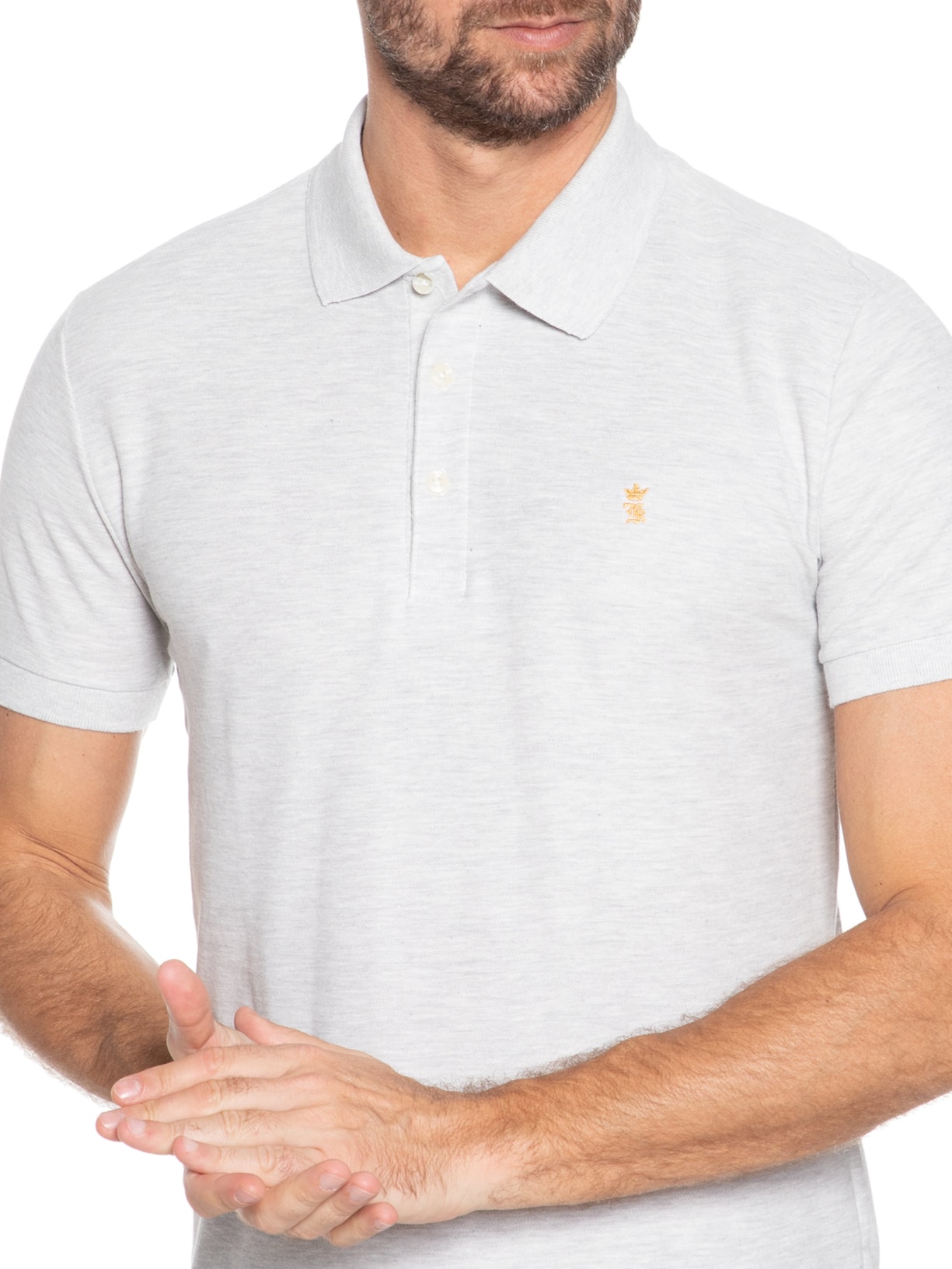 Polo Masculina Manga Curta Básica Piquet Cinza Sergio K