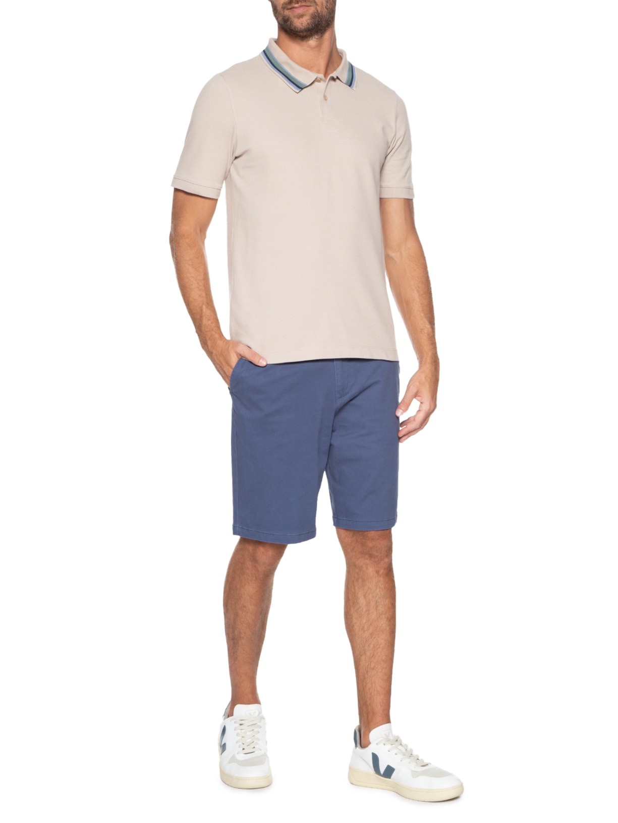 Polo Masculina Manga Curta Bege Hering