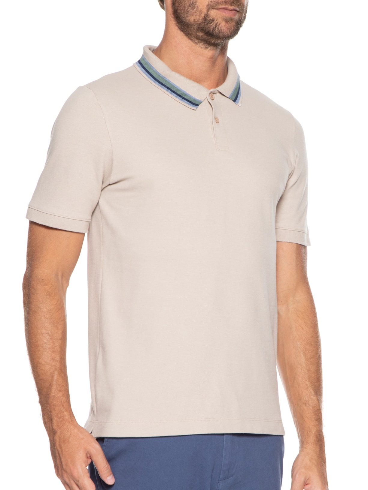 Polo Masculina Manga Curta Bege Hering