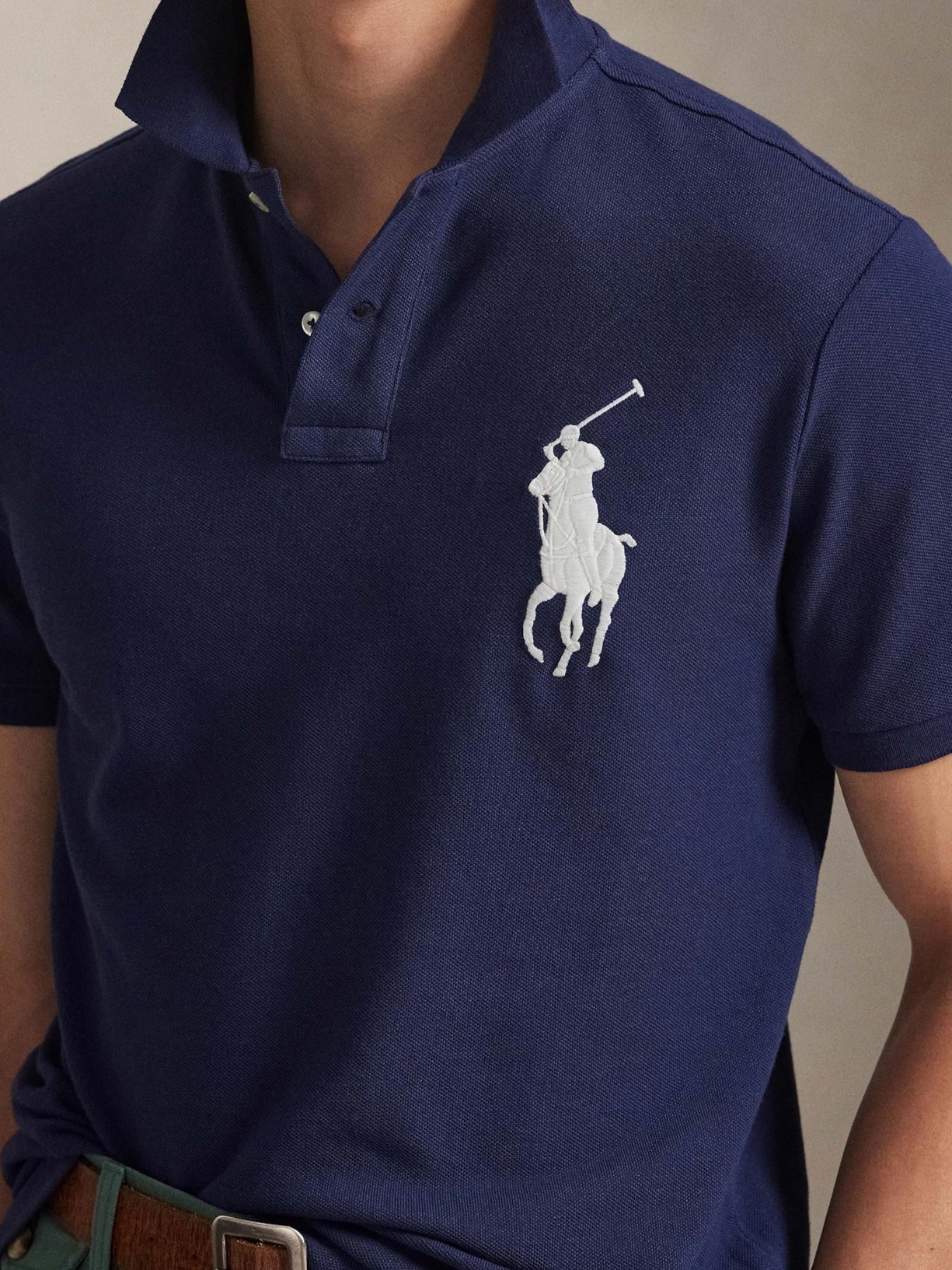 Polo Masculina Manga Curta Big Pony Azul Polo Ralph Lauren