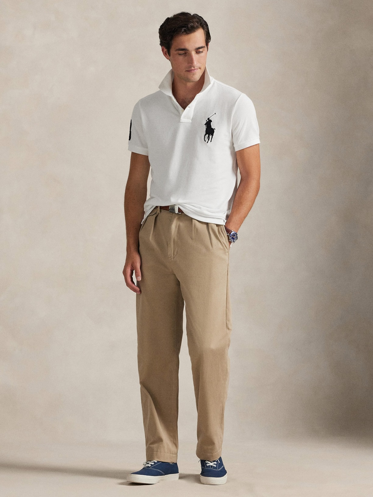 Polo Masculina Manga Curta Big Pony Branco Polo Ralph Lauren
