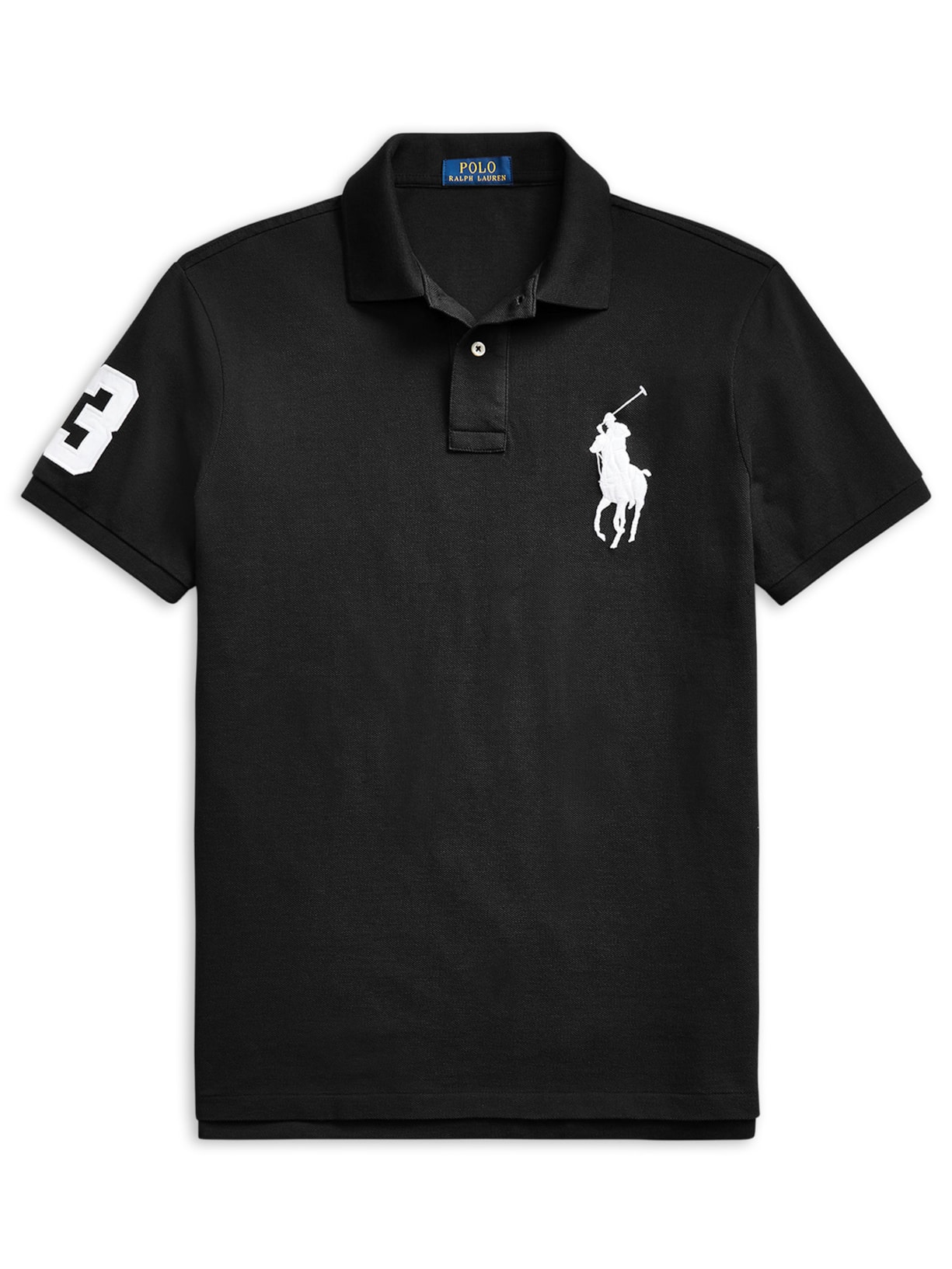 Polo Masculina Manga Curta Big Pony Preto Polo Ralph Lauren