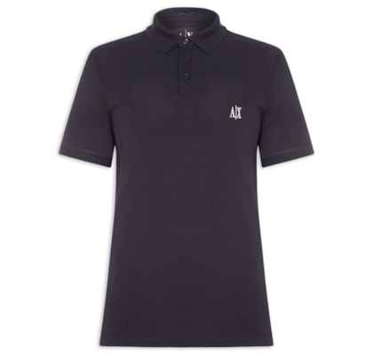 Pólo Masculina Manga Curta Bordado Lateral - Azul