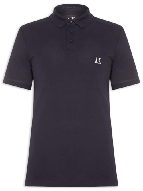 Pólo Masculina Manga Curta Bordado Lateral - Azul