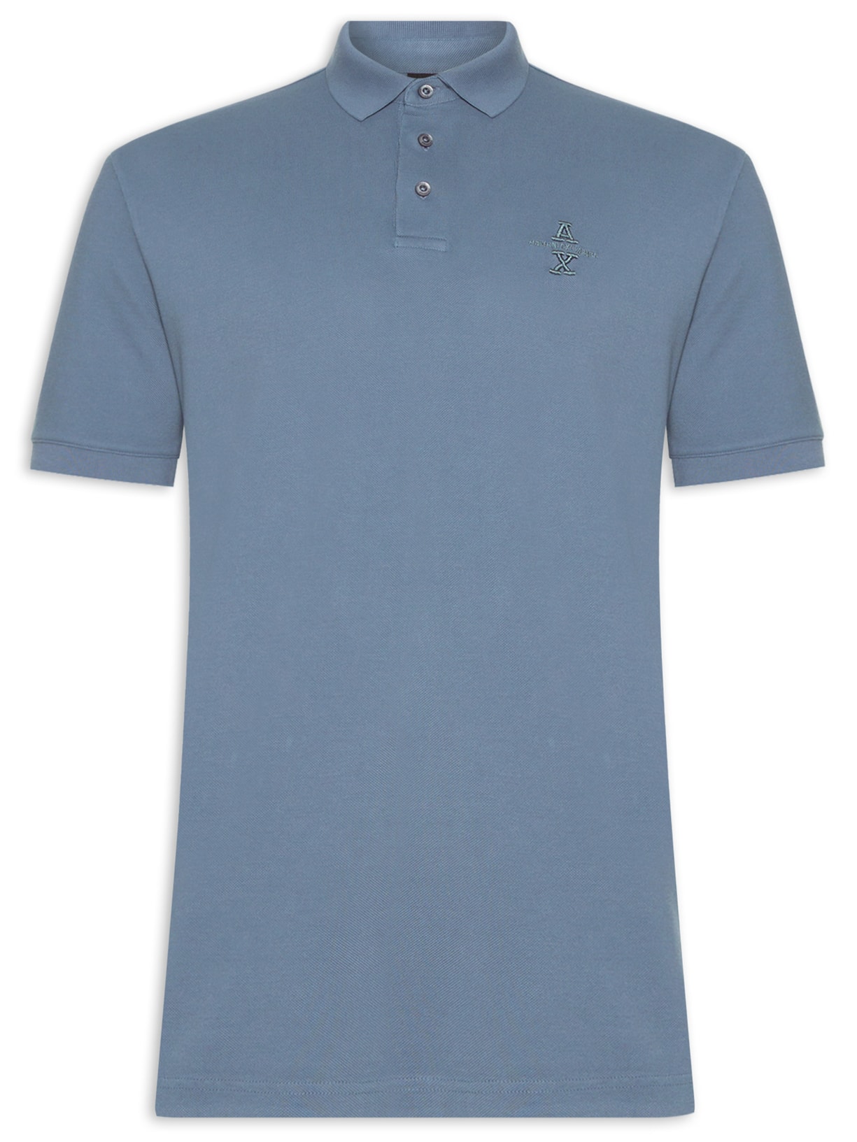 Polo Masculina Manga Curta Bordado Logo - Azul