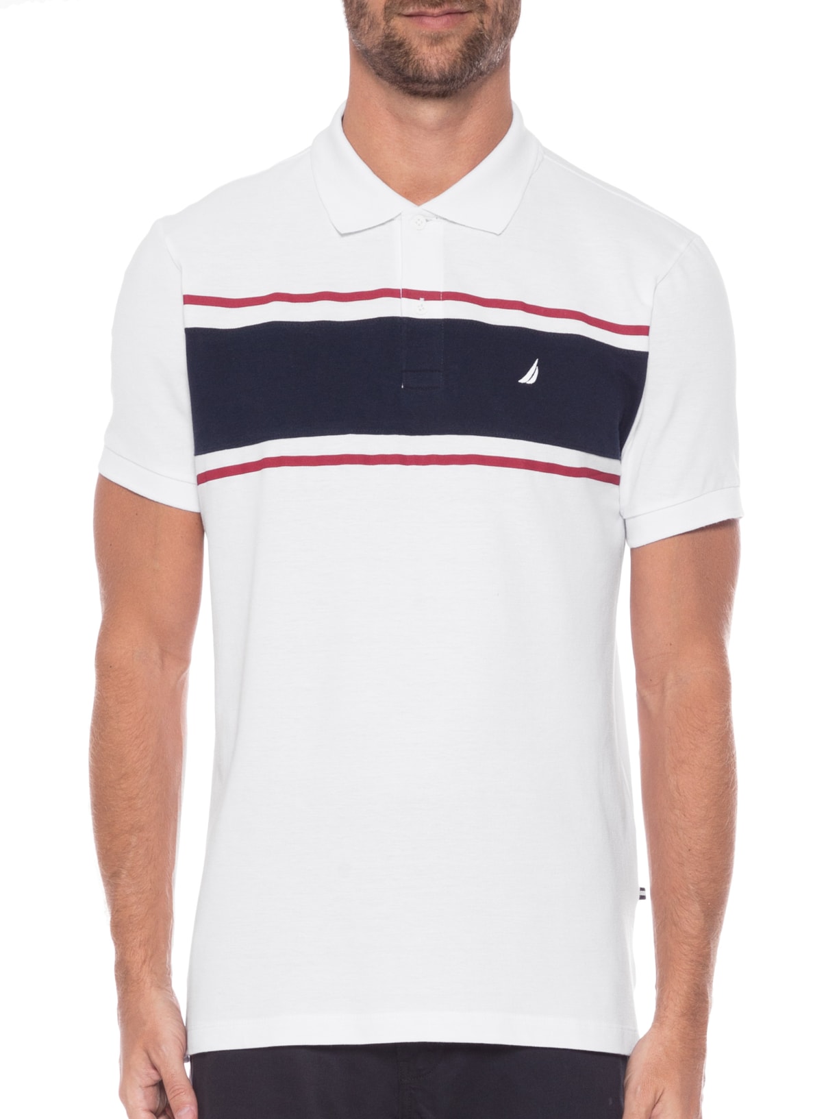 Polo Masculina Manga Curta Branco Nautica