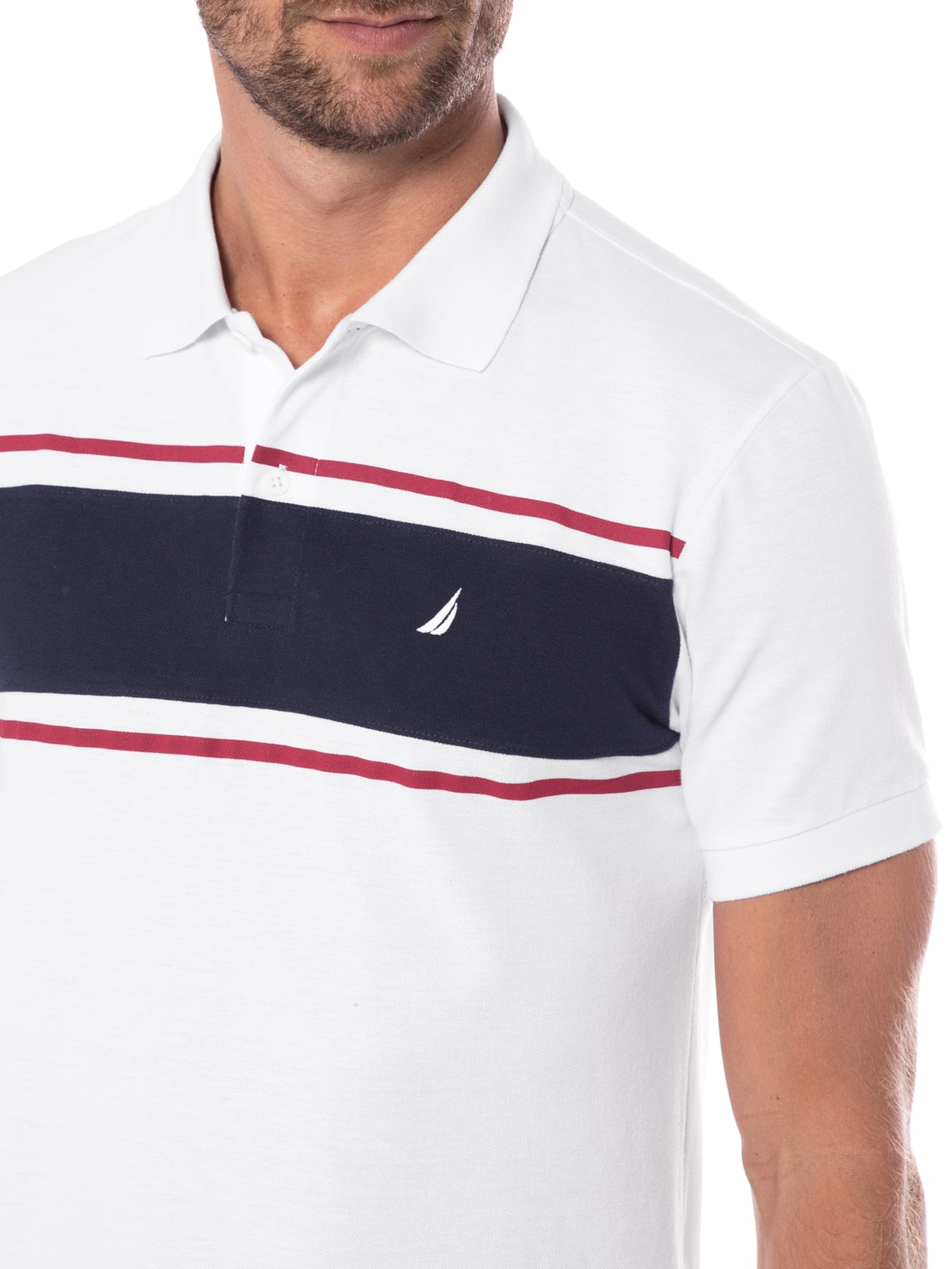 Polo Masculina Manga Curta Branco Nautica