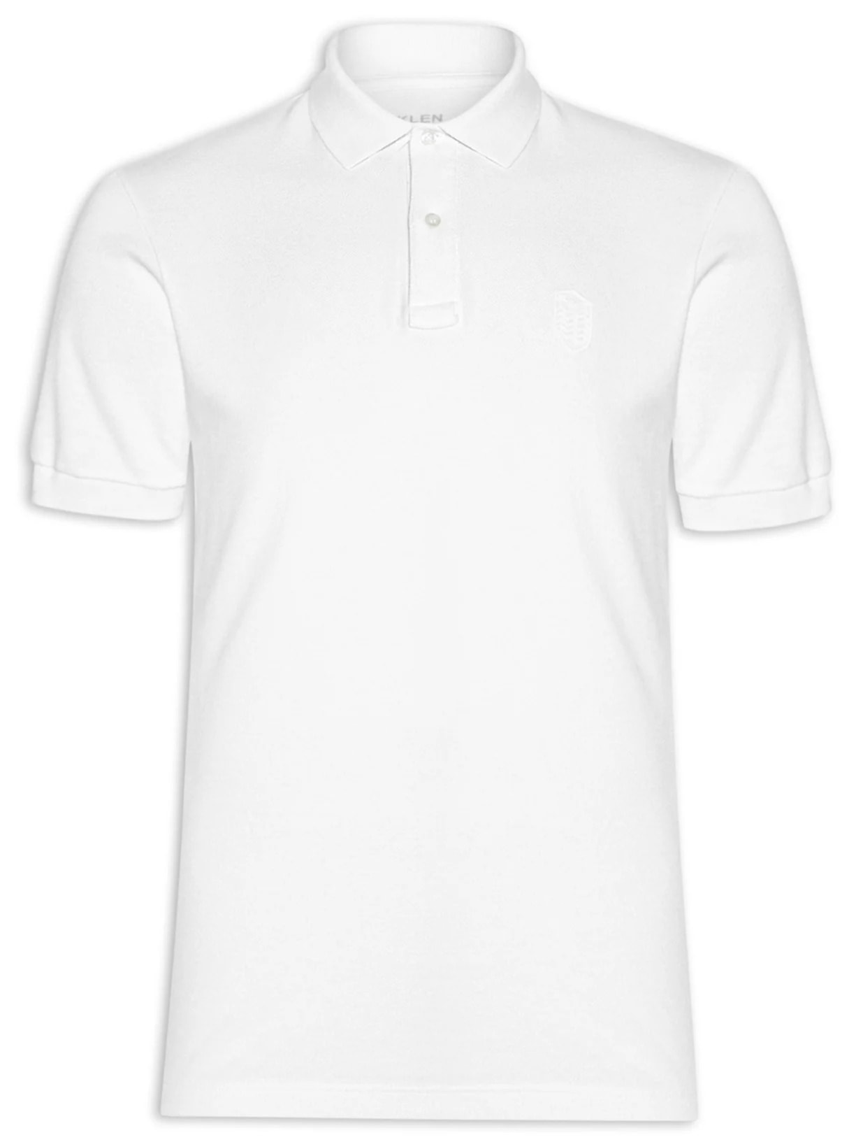 Polo Masculina Manga Curta Brasão Embossed Color Branco Osklen