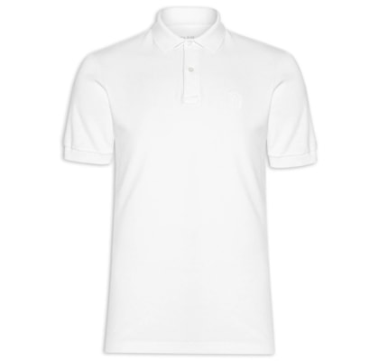 Polo Masculina Manga Curta Brasão Embossed Color - Branco