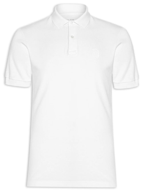 Polo Masculina Manga Curta Brasão Embossed Color - Branco