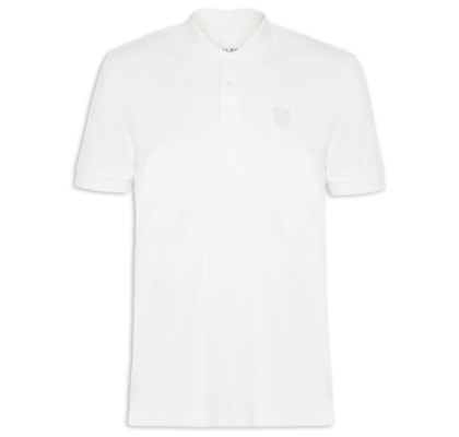 Polo Masculina Manga Curta Brasão Embossed Color - Off White