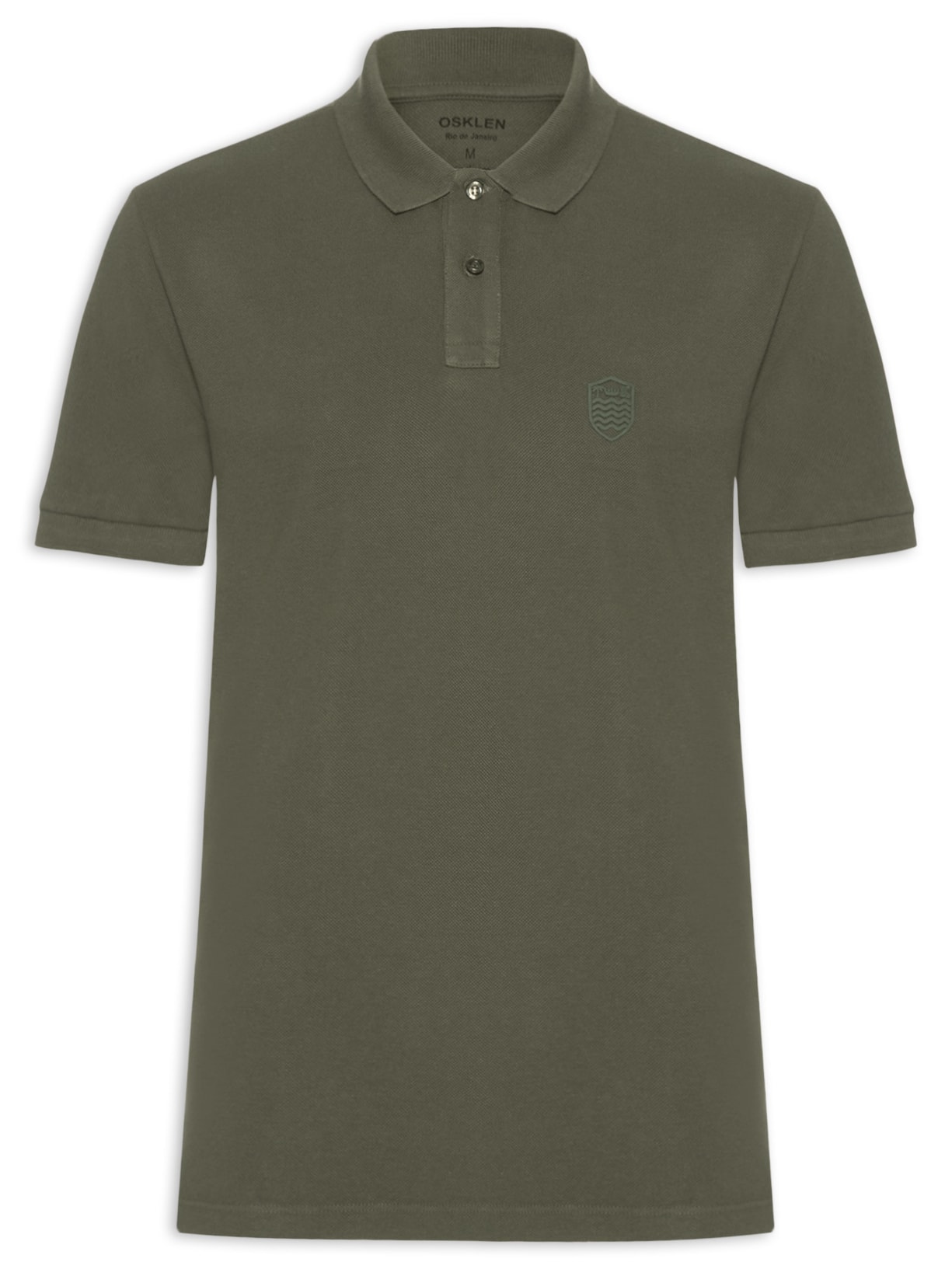 Polo Masculina Manga Curta Brasão Embossed Color - Verde