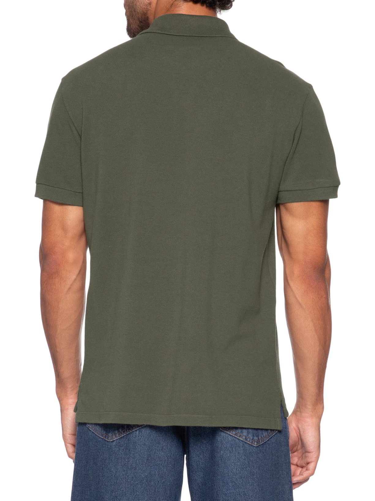 Polo Masculina Manga Curta Brasão Embossed Color Verde Osklen