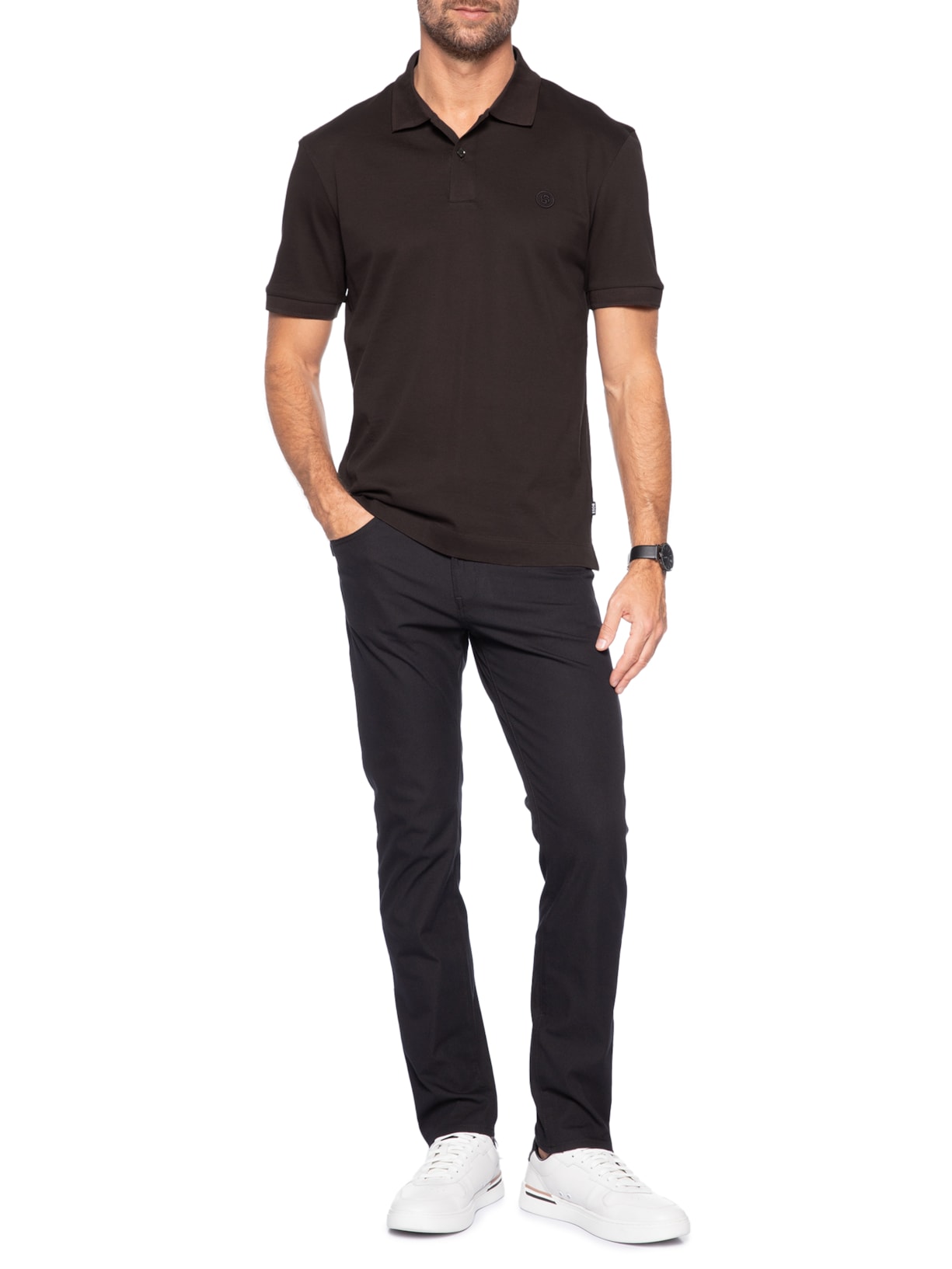 Polo Masculina Manga Curta C-Parris 98 Marrom Boss