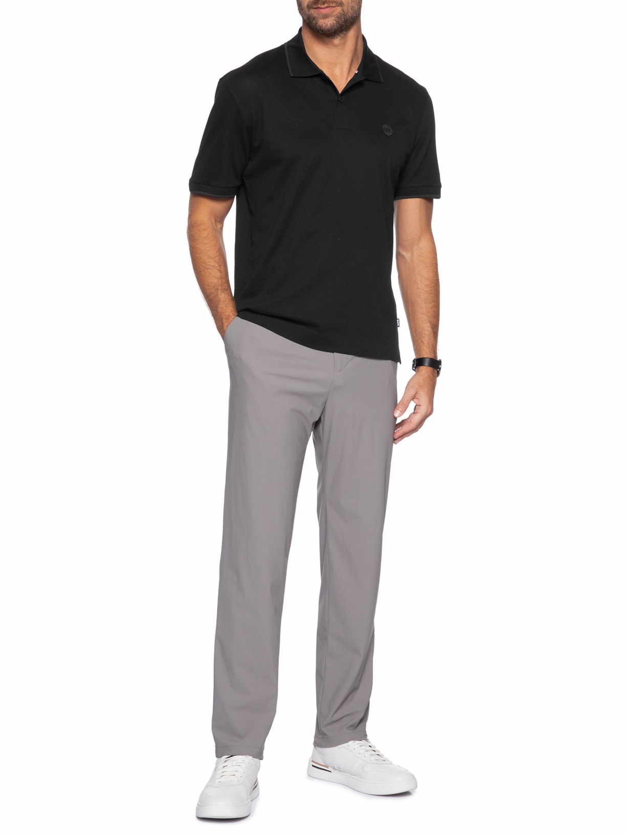 Polo Masculina Manga Curta C-Parris 98 Preto Boss