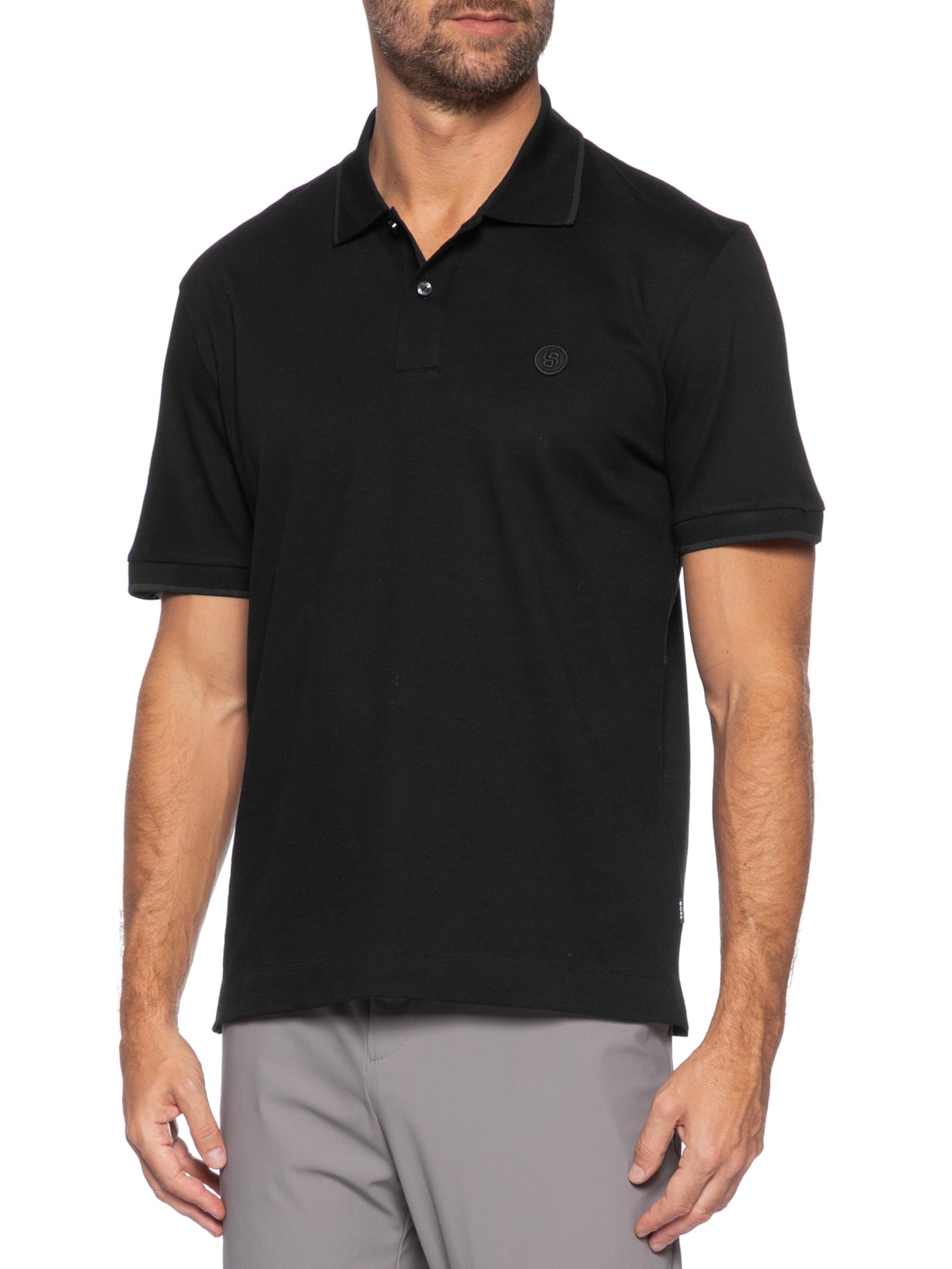 Polo Masculina Manga Curta C-Parris 98 Preto Boss