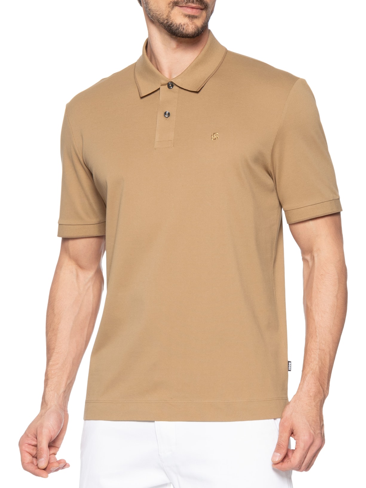 Polo Masculina Manga Curta C-Parris Bege Boss