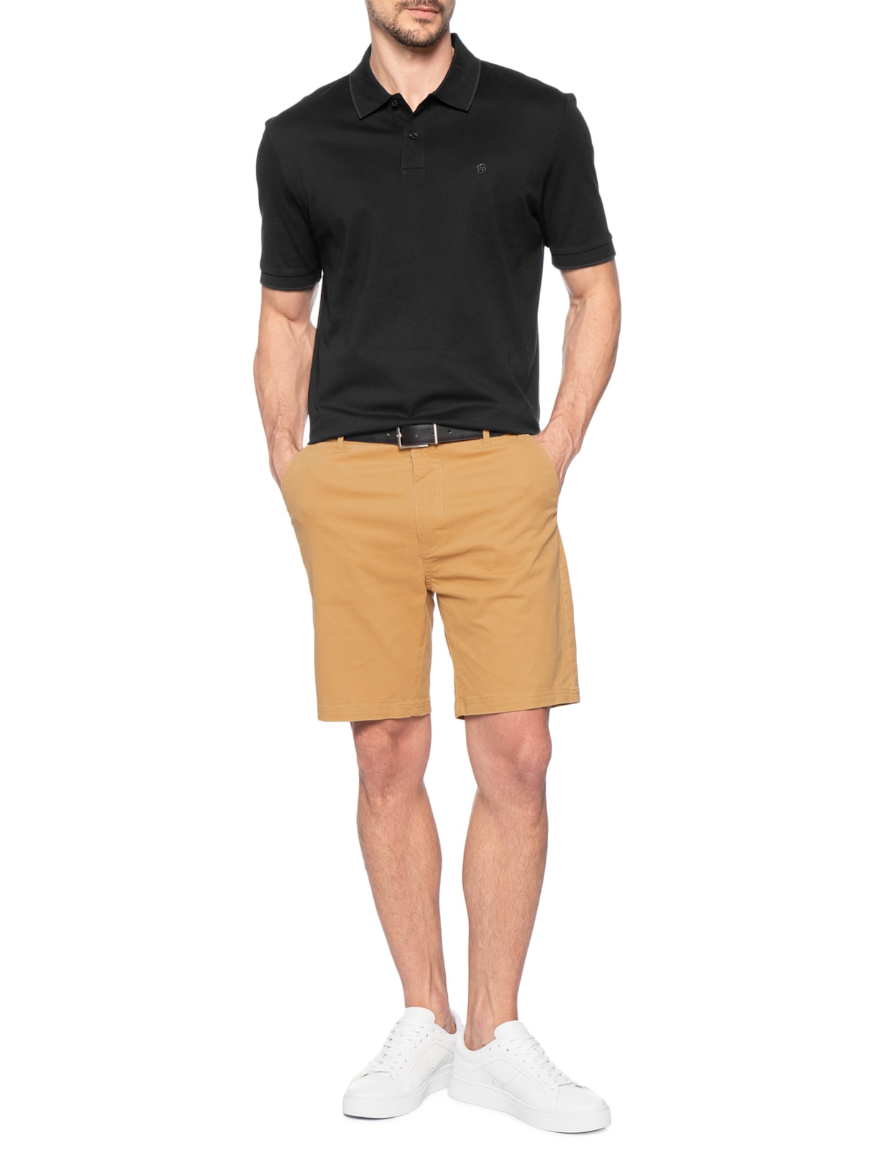 Polo Masculina Manga Curta C-Parris Preto Boss