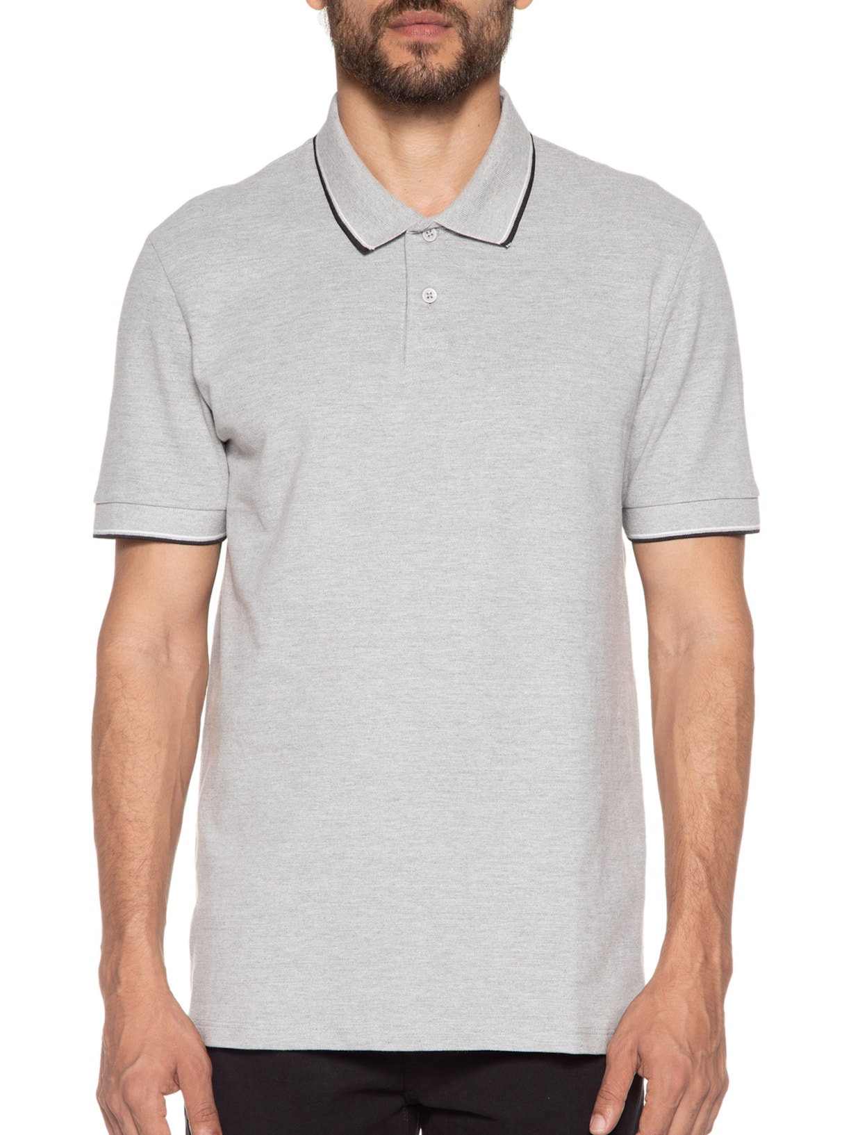 Polo Masculina Manga Curta Cinza Hering