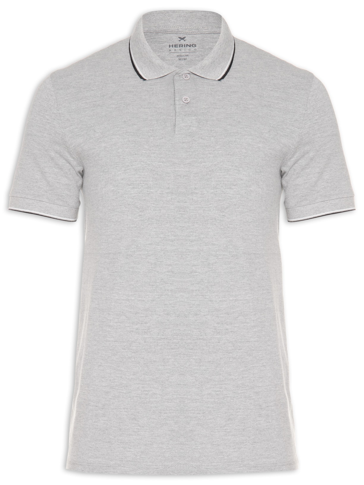 Polo Masculina Manga Curta Cinza Hering
