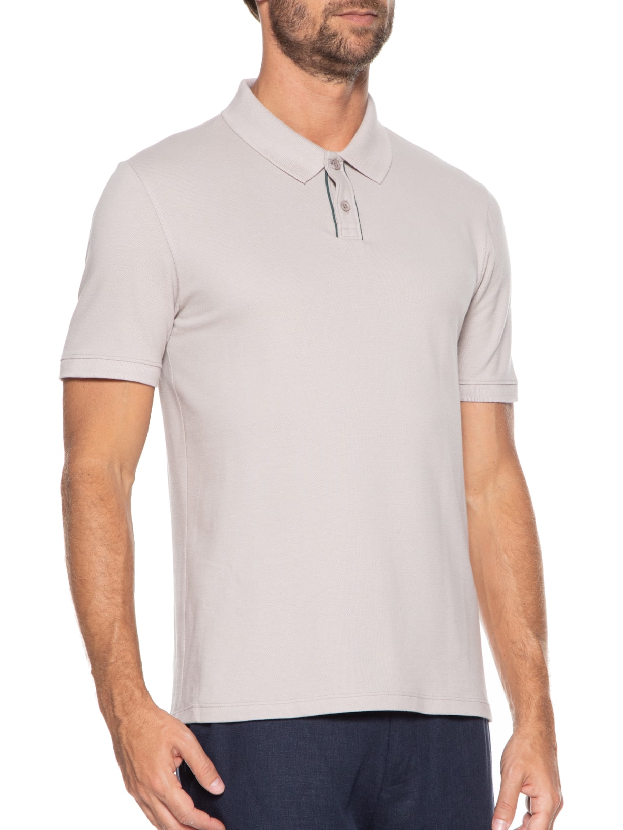 Polo Masculina Manga Curta Cinza Hering