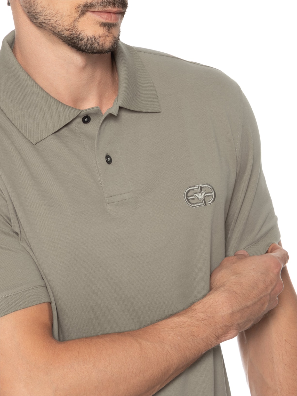 Polo Masculina Manga Curta Cinza Emporio Armani