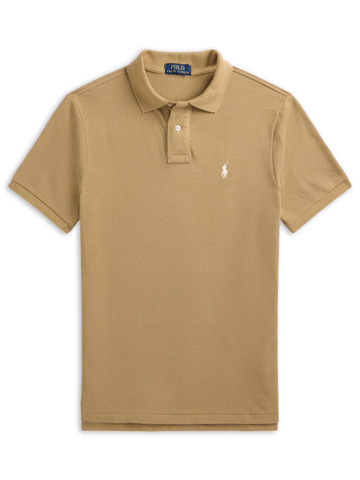 Polo Masculina Manga Curta Classic Logo Bordado Bege Polo Ralph Lauren